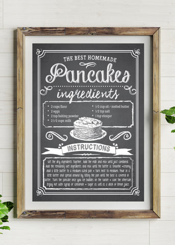 Pancakes Recipe Printed Poster