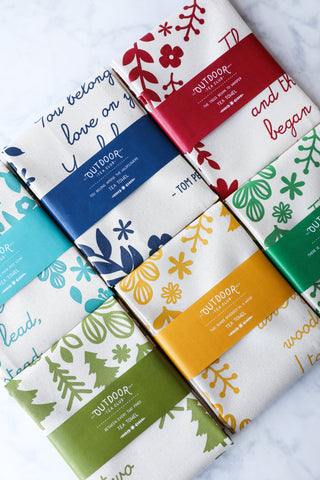 Floral Tea Towels Set of 3 - Cotton Tea Towels - Poetry Tea Towels - 15% discount